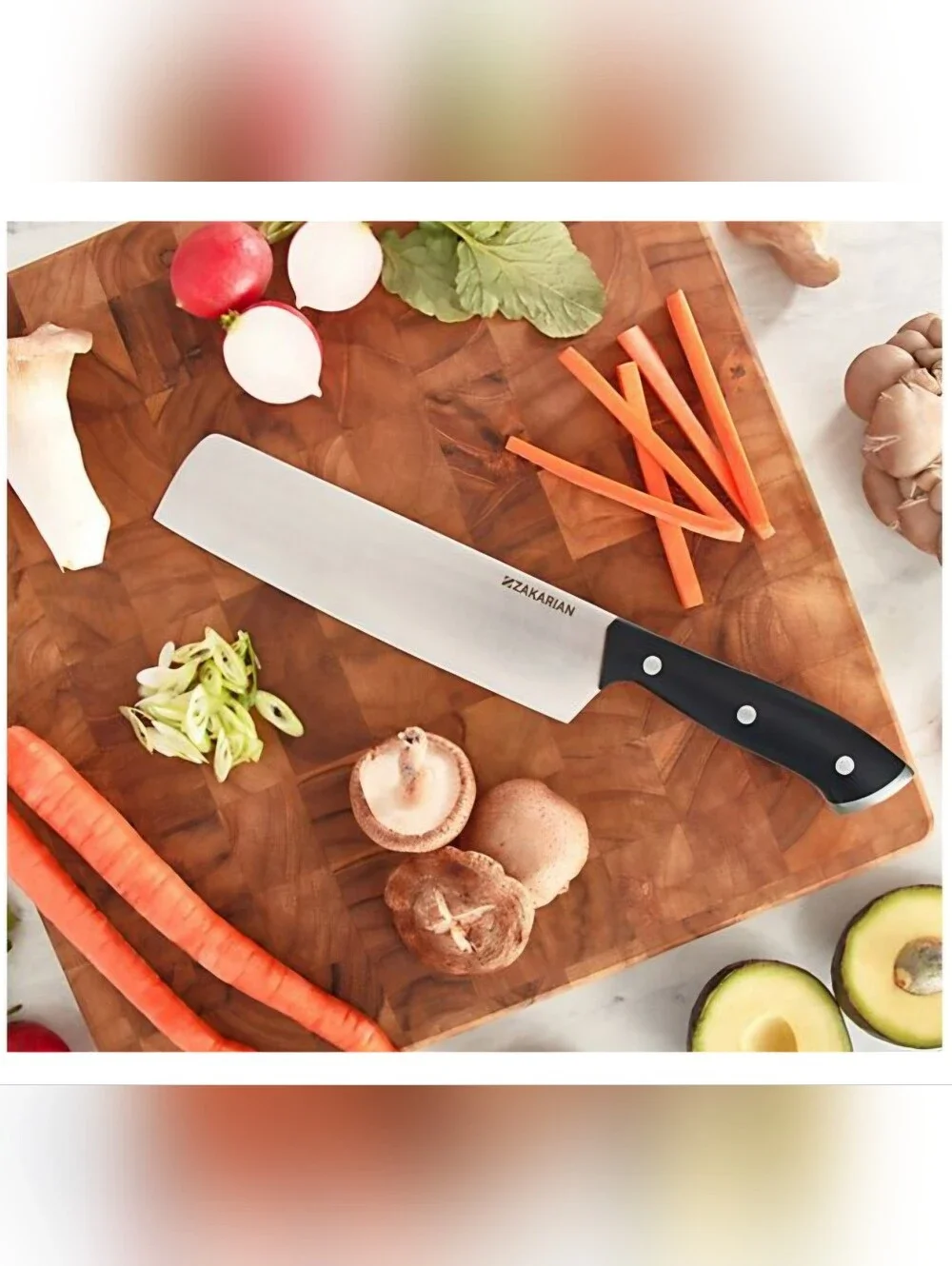 Zakarian by Dash 7" Full Tang Nakiri Knife - Cool Grey. New In Original Box. - Picture 7 of 8